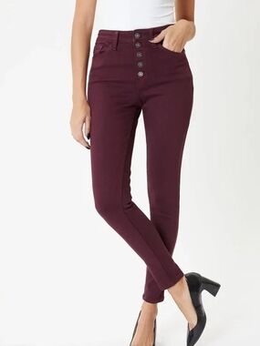 LOFT High-Rise Skinny Jeans in Burgundy